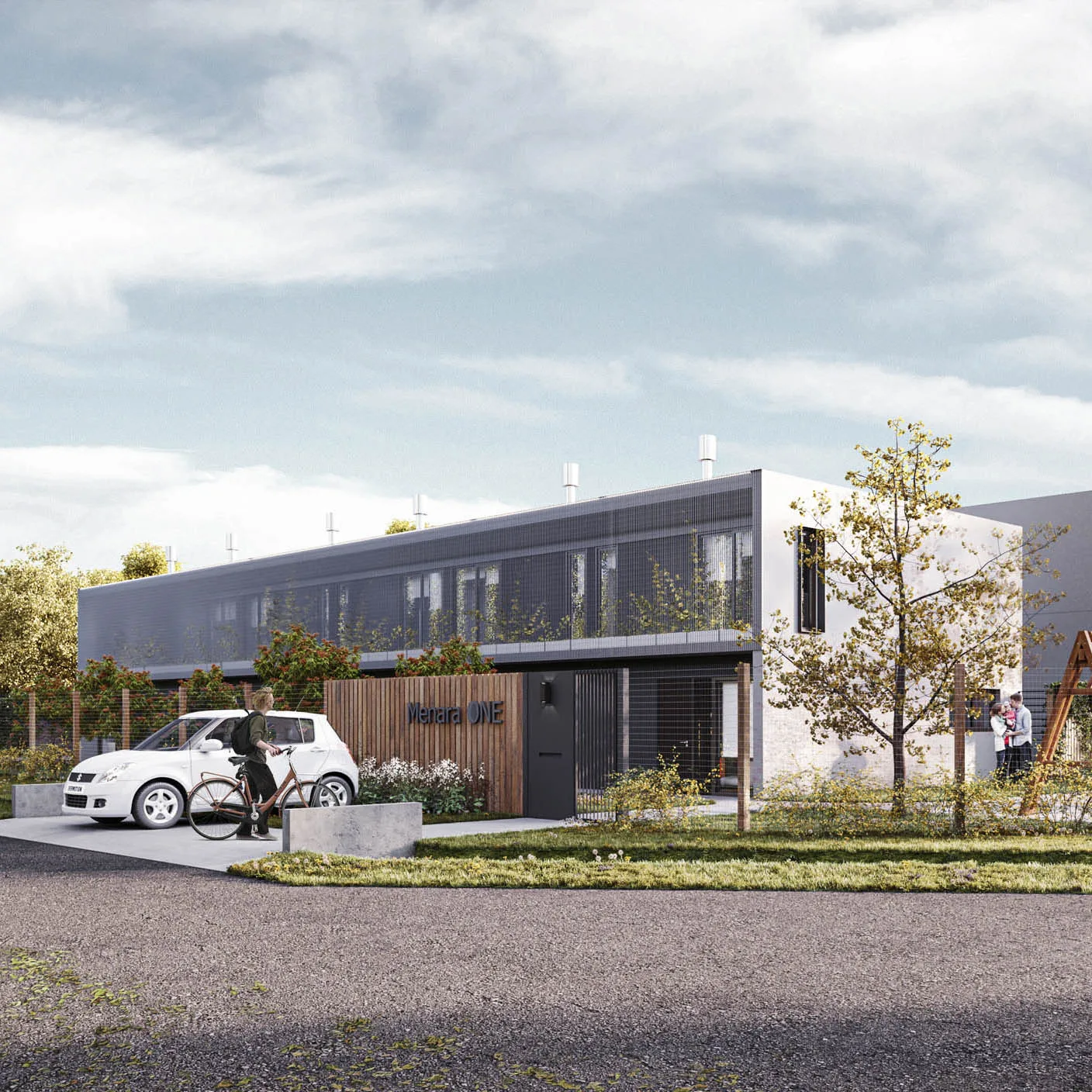 Night exterior render architectural project